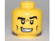 Part No: 3626bpb0466  Name: Minifigure, Head Male Black Thick Eyebrows, Cheek Lines and Furrowed Brow Pattern - Blocked Open Stud