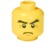 Part No: 3626bpb0503  Name: Minifigure, Head Thick Eyebrows, White Pupils and Crow's Feet Pattern - Blocked Open Stud