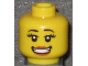 Part No: 3626bpb0520  Name: Minifigure, Head Female with Small Pink Lips, Open Mouth Smile with Teeth, Thick Eyelashes and White Pupils Pattern (Snowboarder) - Blocked Open Stud