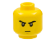 Part No: 3626bpb0524  Name: Minifigure, Head Male Stern Eyebrows (one Scarred), White Pupils, Brown Chin Dimple Pattern - Blocked Open Stud