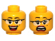 Part No: 3626bpb0578  Name: Minifigure, Head Dual Sided Female Glasses with Black Frames, Red Lips, Beauty Mark, Laughing / Scared Pattern - Blocked Open Stud