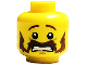 Part No: 3626bpb0582  Name: Minifigure, Head Moustache Handlebar and Sideburns Brown, Scared Pattern - Blocked Open Stud