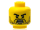 Part No: 3626bpb0603  Name: Minifigure, Head Beard Stubble, Black Angry Eyebrows with Open Mouth with Teeth Pattern - Blocked Open Stud