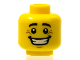Part No: 3626bpb0604  Name: Minifigure, Head Black Eyebrows, White Pupils, Chin Dimple, Crow's Feet, Open Mouth Smile with Teeth Pattern - Blocked Open Stud