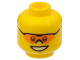 Part No: 3626bpb0641  Name: Minifigure, Head Glasses with Orange Sunglasses with Nose Piece, Open Mouth Smile, Chin Dimple Pattern - Blocked Open Stud