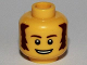 Part No: 3626bpb0683  Name: Minifigure, Head Male Brown Bushy Sideburns, Thin Eyebrows, White Pupils and Open Mouth Smile Pattern - Blocked Open Stud