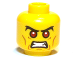 Part No: 3626bpb0693  Name: Minifigure, Head Red Eyes with Black Bushy Eyebrows and Open Angry Mouth Pattern - Blocked Open Stud