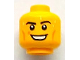 Part No: 3626bpb0743  Name: Minifigure, Head Black Eyebrows, White Pupils, Cheek Lines, Sweat Beads, Open Smile with Teeth Pattern - Blocked Open Stud