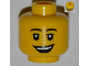 Part No: 3626bpb0833  Name: Minifigure, Head Male Brown Eyebrows, Eyelashes, Open Lopsided Smile and Teeth Pattern - Blocked Open Stud