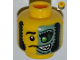 Part No: 3626bpb0853  Name: Minifigure, Head Male Mask Half Sand Green with Green Eye Open Grin Pattern - Blocked Open Stud