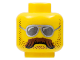 Part No: 3626bpb0916  Name: Minifigure, Head Glasses with Silver Sunglasses, Moustache Brown Bushy and Stubble Pattern - Blocked Open Stud