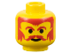 Part No: 3626bpx122  Name: Minifigure, Head Moustache Red, Eyebrows and Hair Pattern - Blocked Open Stud