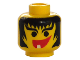 Part No: 3626bpx20  Name: Minifigure, Head Female with Hair Framed Face, Eyebrows and 1 Tooth in Mouth Pattern - Blocked Open Stud
