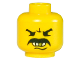 Part No: 3626bpx29  Name: Minifigure, Head Moustache Angry, White Teeth and Gold Tooth Pattern - Blocked Open Stud