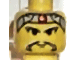 Part No: 3626bpx39  Name: Minifigure, Head Moustache Long, Gray Headband with Red Dot Pattern - Blocked Open Stud
