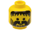 Part No: 3626bpx75  Name: Minifigure, Head Beard Vertical Lines with Messy Hair, Moustache Black Pattern - Blocked Open Stud