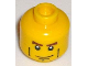 Part No: 3626cpb0204  Name: Minifigure, Head Male Brown Eyebrows, White Pupils, Vertical Cheek Lines, Chin Dimple Pattern - Hollow Stud