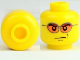 Part No: 3626cpb0212  Name: Minifigure, Head Glasses with Orange Sunglasses and Smirk Pattern - Hollow Stud