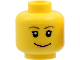 Part No: 3626cpb0242  Name: Minifigure, Head Female with Brown Thin Eyebrows, White Pupils, Short Eyelashes, Wide Smile with Nougat Lips Pattern - Hollow Stud