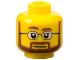 Part No: 3626cpb0267  Name: Minifigure, Head Reddish Brown Eyebrows, Moustache, and Angular Beard, Upper Eyelids, Black Glasses with White Lenses, Neutral Pattern - Hollow Stud