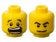 Part No: 3626cpb0272  Name: Minifigure, Head Dual Sided Bushy Black Eyebrows, Scared Open Mouth with Teeth Parted / Smirk Pattern - Hollow Stud