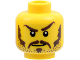 Part No: 3626cpb0319  Name: Minifigure, Head Dark Brown Eyebrows, Moustache, Soul Patch, Sideburns, and Stubble, Left Eyebrow Raised, Stern Pattern - Hollow Stud