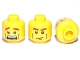 Part No: 3626cpb0396  Name: Minifigure, Head Dual Sided Brown Eyebrows, Cheek Lines, Mouth Closed / Mouth Open Scared Pattern - Hollow Stud