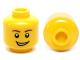 Part No: 3626cpb0405  Name: Minifigure, Head Male Reddish Brown Eyebrows, Open Lopsided Grin with Teeth, White Pupils Pattern - Hollow Stud