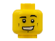 Part No: 3626cpb0479  Name: Minifigure, Head Black Eyebrows, Left Raised, Cheek Lines, Chin Dimple, Wide Grin Showing Teeth Pattern - Hollow Stud