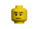 Part No: 3626cpb0511  Name: Minifigure, Head Male Thin Grin, Black Eyes with White Pupils, Black Eyebrows Pattern - Hollow Stud