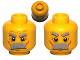 Part No: 3626cpb0579  Name: Minifigure, Head Dual Sided Thick Gray Moustache and Eyebrows, Determined / Angry Pattern - Hollow Stud