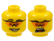 Part No: 3626cpb0583  Name: Minifigure, Head Dual Sided Glasses with Orange Lenses, Smile / Mouth Open Upset Pattern - Hollow Stud