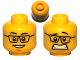 Part No: 3626cpb0585  Name: Minifigure, Head Dual Sided Black Glasses, Smile / Scared Pattern - Hollow Stud