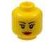 Part No: 3626cpb0629  Name: Minifigure, Head Female Black Thin Eyebrows, Eyelashes, Red Lips, Grin Pattern - Hollow Stud