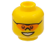 Part No: 3626cpb0641  Name: Minifigure, Head Glasses with Orange Sunglasses with Nose Piece, Open Mouth Smile, Chin Dimple Pattern - Hollow Stud