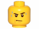 Part No: 3626cpb0643  Name: Minifigure, Head Male Stern Black Eyebrows, White Pupils, Frown, Sweat Drops Pattern - Hollow Stud