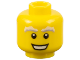 Part No: 3626cpb0798  Name: Minifigure, Head Male Light Bluish Gray and White Bushy Eyebrows, Open Mouth Smile with Teeth Pattern - Hollow Stud
