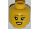 Part No: 3626cpb0850  Name: Minifigure, Head Female Brown Eyebrows, Brown Lips, Open Smile Pattern - Hollow Stud