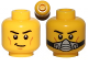 Part No: 3626cpb0879  Name: Minifigure, Head Dual Sided Black Eyebrows, Cheek Lines, Smile / Silver Breathing Mask Pattern - Hollow Stud