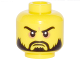 Part No: 3626cpb0978  Name: Minifigure, Head Beard Black, Moustache, Arched Eyebrows, White Pupils, Grim Mouth Pattern - Hollow Stud