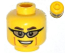 Part No: 3626cpb0992  Name: Minifigure, Head Glasses with Trans-Brown Sunglasses, Dark Brown Eyebrows and Cheek Lines Pattern - Hollow Stud