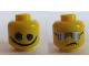 Part No: 3626cpb1050  Name: Minifigure, Head Dual Sided Silver Sunglasses with Vertical Lines / Scribble-Face Smile Pattern - Hollow Stud