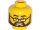 Part No: 3626cpb1134  Name: Minifigure, Head Glasses Rectangular, Black and Brown Beard and Moustache, Bushy Eyebrows, Smile with Teeth Pattern - Hollow Stud