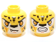 Part No: 3626cpb1164  Name: Minifigure, Head Dual Sided Alien Chima Leopard with Bright Light Orange Eyes, Fangs and Black Spots, Neutral / Angry Pattern (Lundor) - Hollow Stud