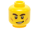 Part No: 3626cpb1217  Name: Minifigure, Head Male Dark Brown Bushy Eyebrows, Cheek Lines and Lopsided Smile Pattern - Hollow Stud