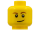Part No: 3626cpb1286  Name: Minifigure, Head Reddish Brown Eyebrows, White Pupils, Lopsided Smile and Medium Nougat Dimple Pattern - Hollow Stud