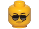 Part No: 3626cpb1290  Name: Minifigure, Head Glasses with Black and Silver Sunglasses, Medium Nougat Chin Dimple, Smirk Pattern - Hollow Stud