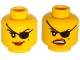 Part No: 3626cpb1334  Name: Minifigure, Head Dual Sided Female with Eye Patch, Smile / Angry Mouth with Teeth Pattern - Hollow Stud