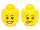 Part No: 3626cpb1349  Name: Minifigure, Head Dual Sided Child Reddish Brown Eyebrows and Freckles, Open Mouth Smile with Teeth / Worried Pattern - Hollow Stud
