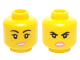 Part No: 3626cpb1358  Name: Minifigure, Head Dual Sided Female Black Eyebrows, Freckles, Eyelashes, Dark Pink Lips, Lopsided Open Mouth Smile / Angry Pattern (Wyldstyle) - Hollow Stud